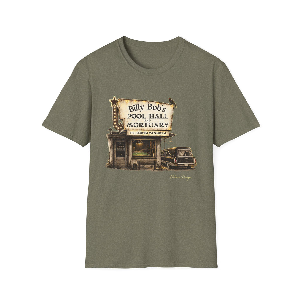 Billy Bobs Heather Military Green front mockup