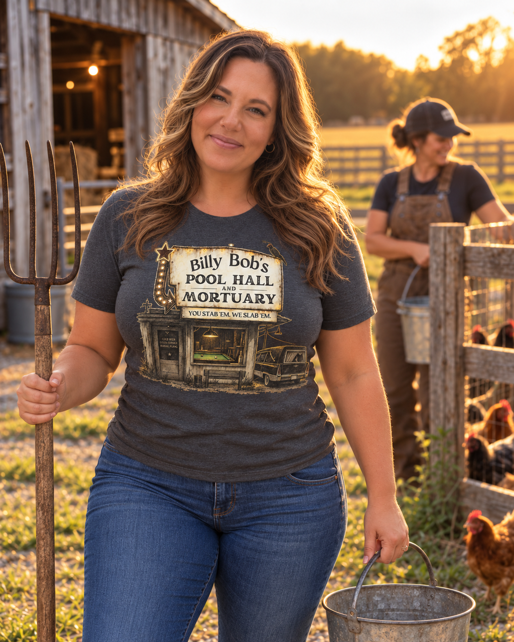 Billy Bob’s Pool Hall and Mortuary dark humor shirt in dark heather grey
