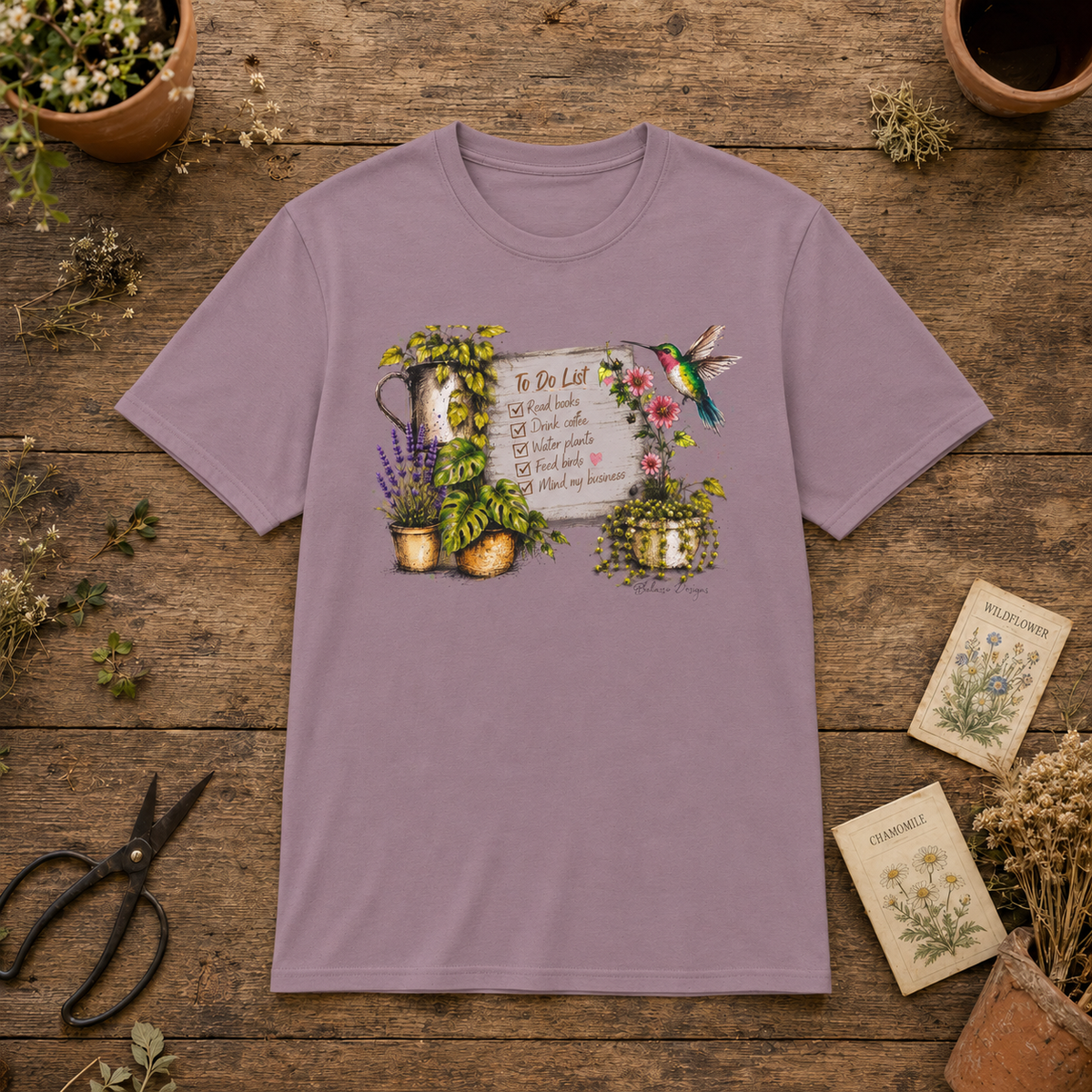 Cozy Garden To Do List unisex graphic tee flat lay