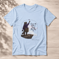 ’Scuse Me While I Touch This Sky Lynette Raccoon Council unisex graphic tee in Light Blue flat lay