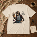 Natural Mr. Fixer Upper graphic tee featuring a raccoon with a gas station bouquet, her car keys, and empty pockets.